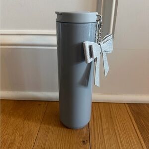 Starbucks Light Gray Travel Tumbler with Bow Charm